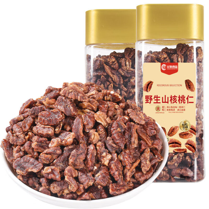 川奈良品山核桃仁200g/罐装非油炸每日坚果休闲零食品铺子干果