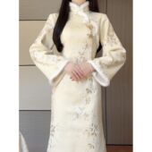 新中式 绝美过冬 国风改良旗袍黄色加绒加厚2026新款 秋冬少女年轻款