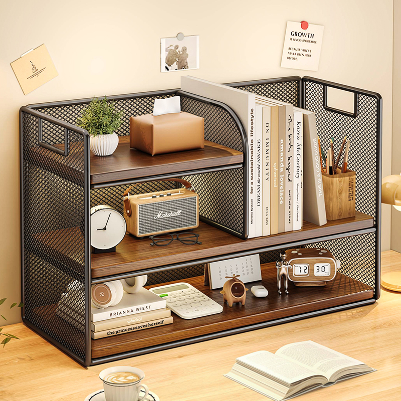 桌面小型书架置物架家用书桌收纳多层简易储物柜办公室文件放置架