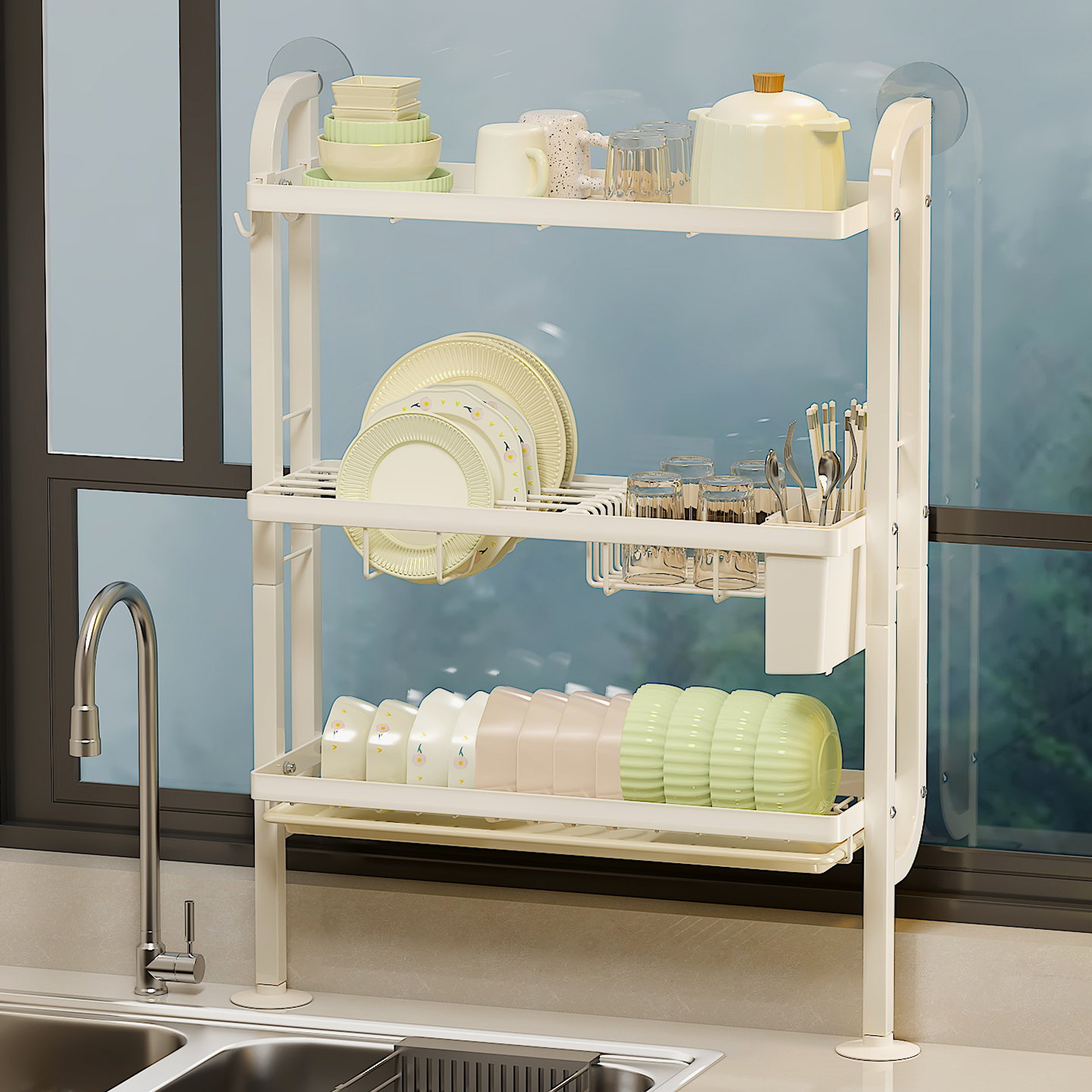 洗碗池水槽沥水架窄边碗碟架