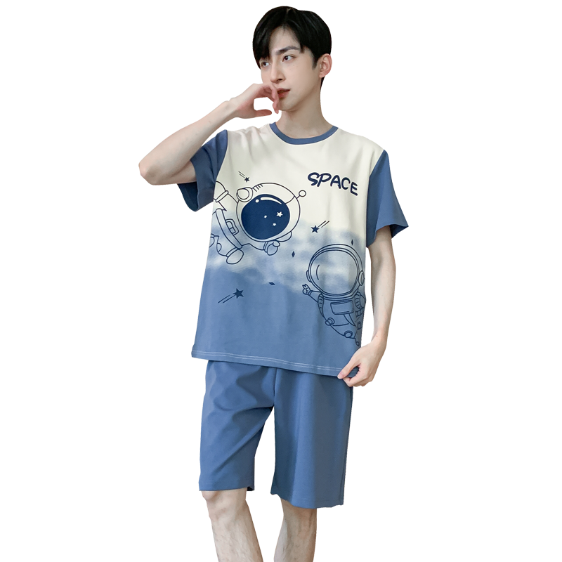 青少年睡衣男士夏季短袖純棉大童學(xué)生卡通男孩全棉大碼家居服夏天