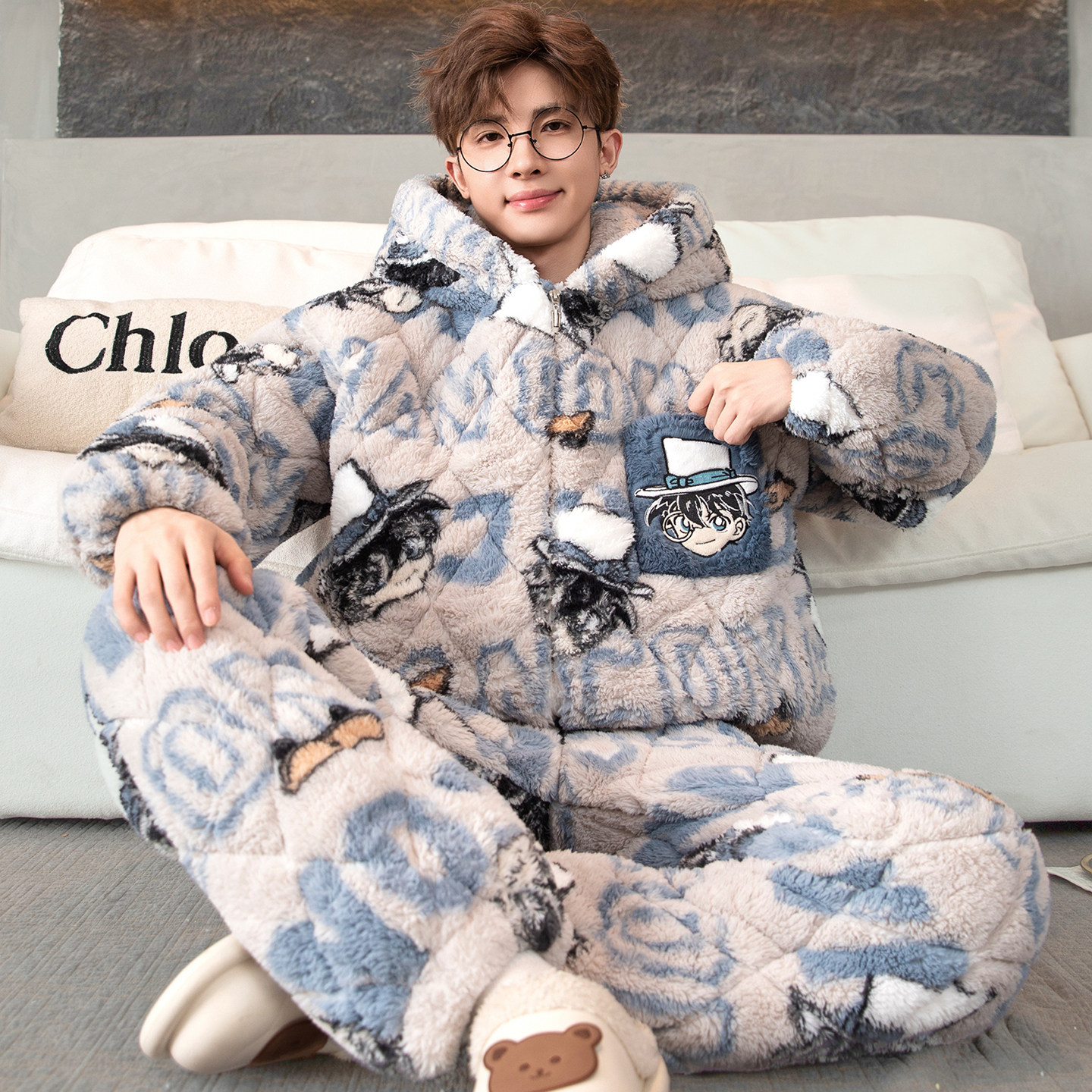 男士睡衣2025新款冬季珊瑚绒三层夹棉加厚加绒保暖冬天家居服套装,女士内衣/男士内衣/家居服,睡衣/家居服套装,淘宝优惠券,粉丝福利购,淘宝优惠卷