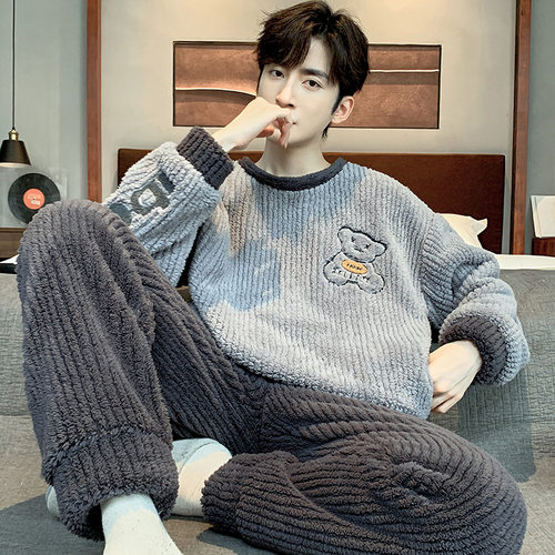 2024新款睡衣男冬季珊瑚绒加厚款