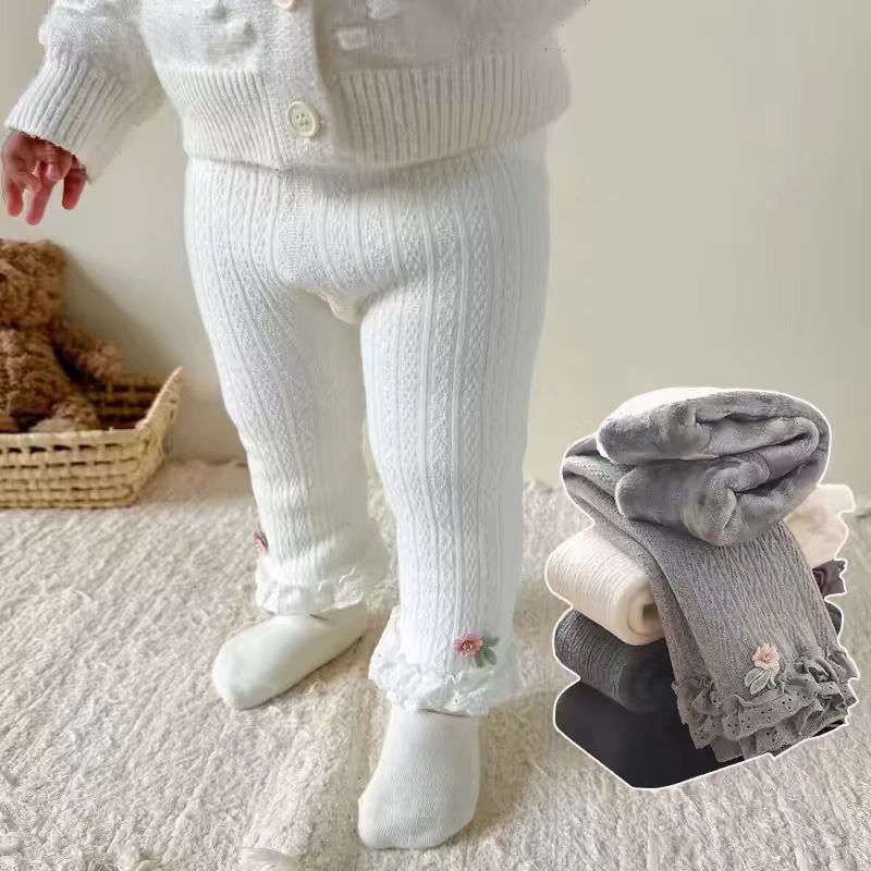 儿童连裤袜秋冬款加厚纯棉九分外穿打底裤加绒洋气冬季女童连体袜