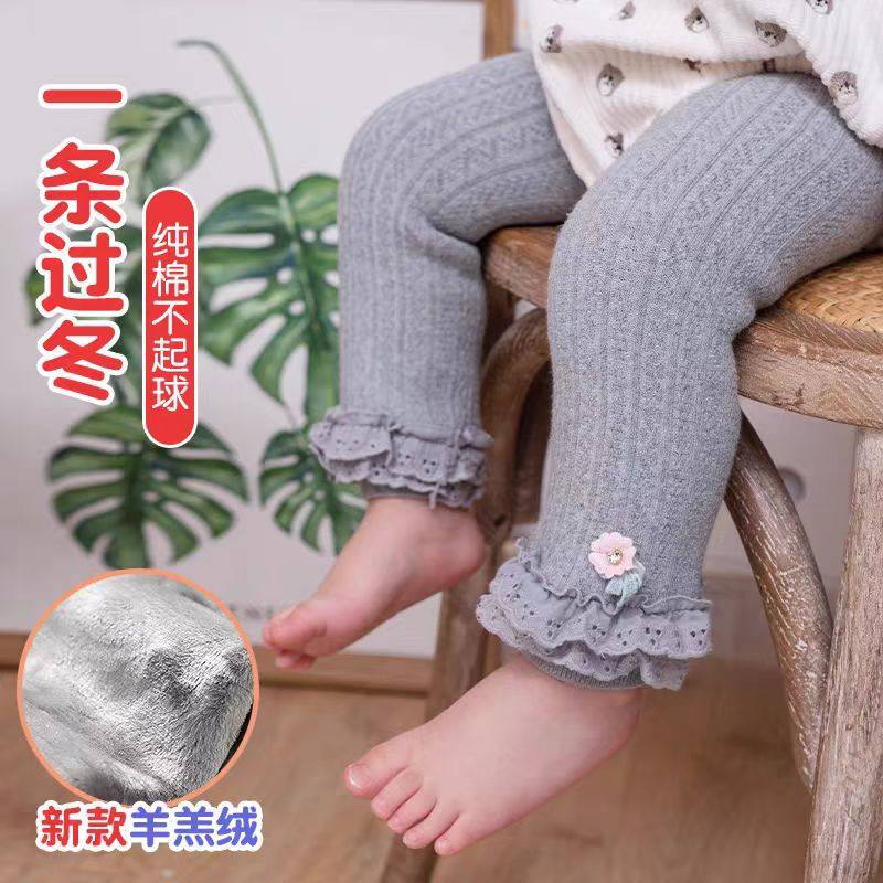 婴儿打底裤冬季加绒加厚白色外穿打底袜秋冬新款裤袜女童九分裤子