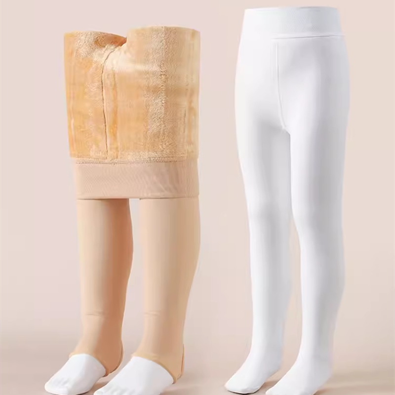 女童连裤袜秋冬季儿童打底裤加绒加厚款打底袜灰色连脚女孩连体袜