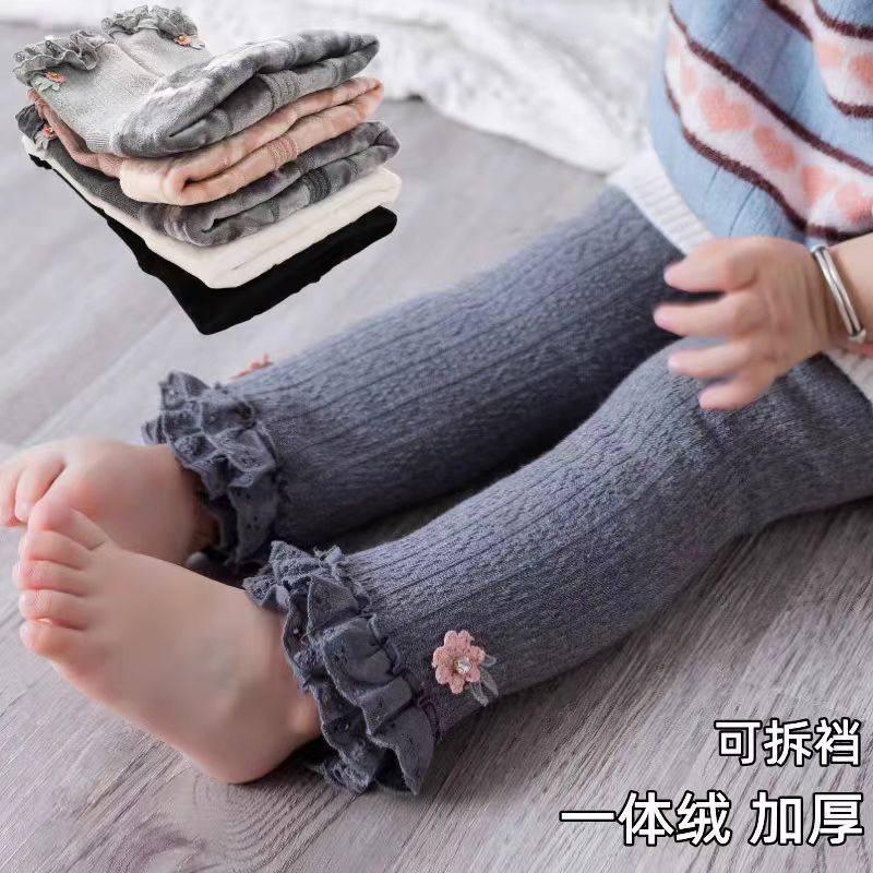 女童打底裤加绒冬季儿童长裤子加厚保暖裤袜宝宝中大童女孩九分裤