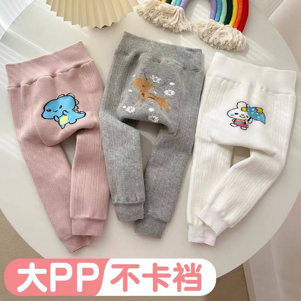 女童打底裤秋冬季宝宝加绒纯棉裤子儿童加厚打底袜婴儿白色连裤袜