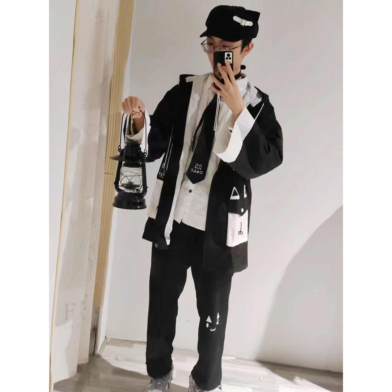 男女同款学生可爱减龄宽松抽象狐狸风衣外套耳朵连帽喇叭袖开衫,女装/女士精品,短外套,淘宝优惠券,粉丝福利购,淘宝优惠卷