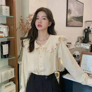 小众设计感小众娃娃领衬衫 2023秋季 宽松法式 韩版 上衣女百搭 新款