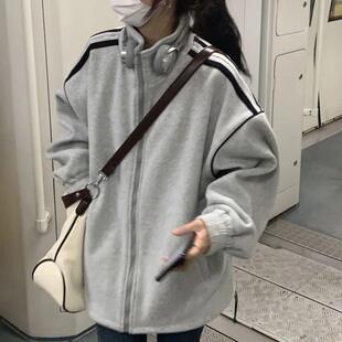 卫衣外套女学生韩版宽松秋冬季2023新款学院风加绒加厚棒球服ins