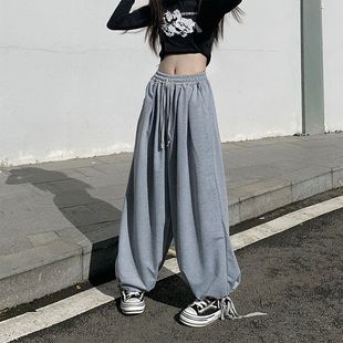秋 女小个子宽松休闲灯笼裤 爵士跳舞jazz裤 子oversize束脚运动卫裤