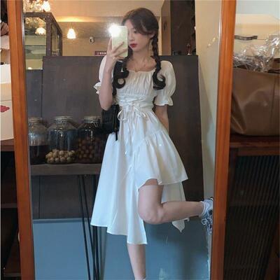 甜美不规则裙纯色夏20小个
