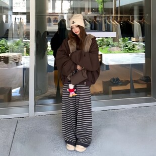 女士连帽棉服冬装新款双面穿派克服皮草夹克座山雕慵懒风加厚外套