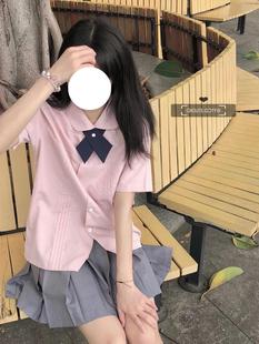 新款 雪纺上衣女两件套裙装 学院风套装 jk衬衫 短袖 2023夏季