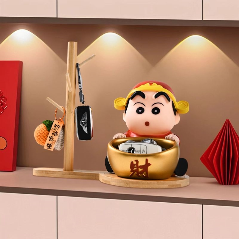 招财蜡笔小新钥匙收纳玄关摆件入户鞋柜客厅装饰家居乔迁新居礼品