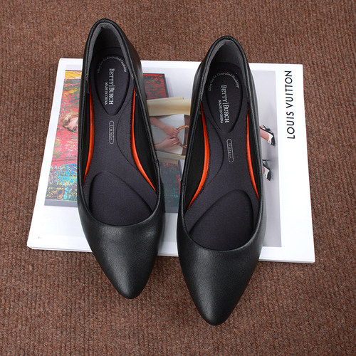 舒适软皮软底粗跟单鞋女真皮粗跟