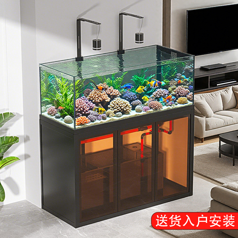 极窄溪流缸原生态鱼缸大小型客厅家用底滤超白玻璃缸2025新款侧溢