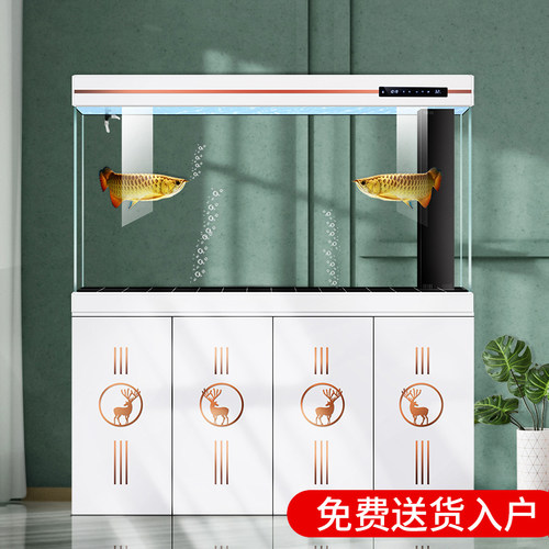 鱼缸底滤2025新款客厅落地大型水族箱家用屏风高端玄关隔断柜超白