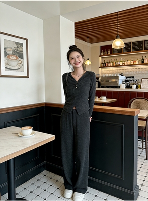 小慧小码女装XXS码小个子显高套装弹力修身针织衫+半身裙两件套