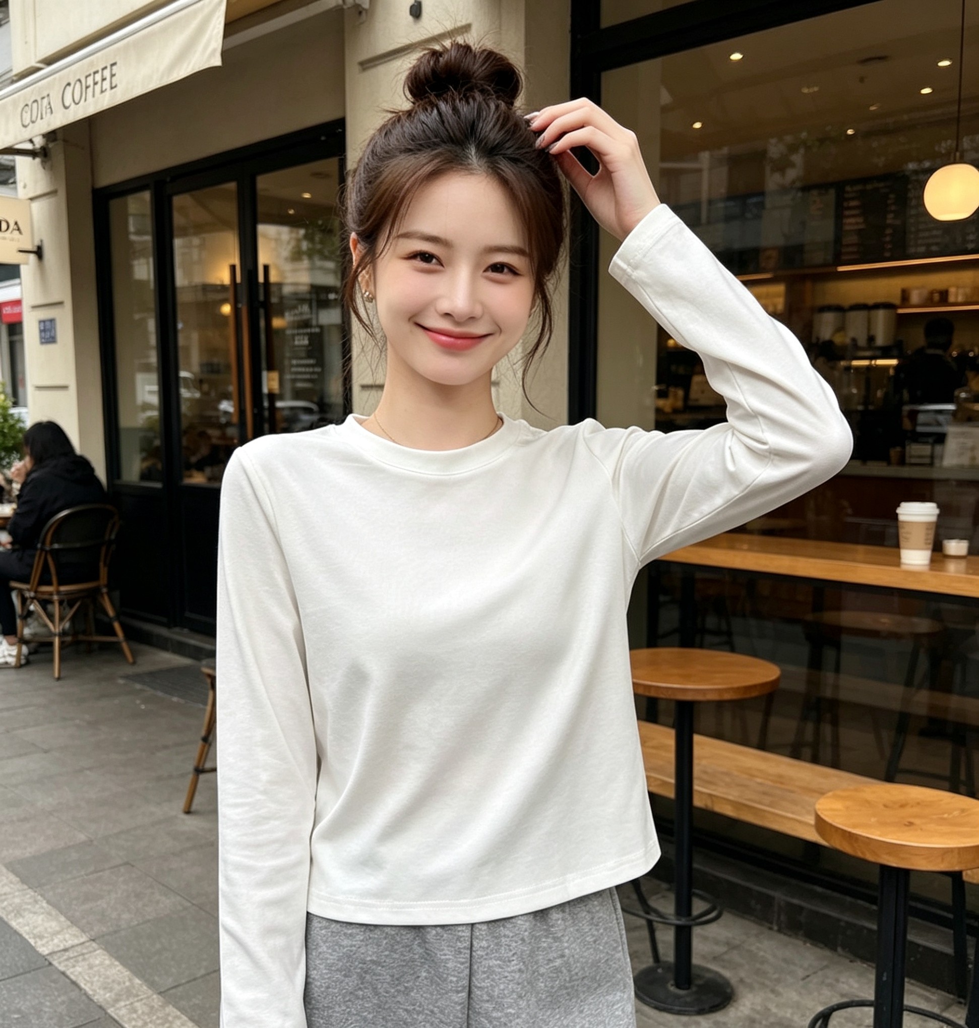 xxs码小个子小码打底衫女白色内搭长袖t恤百搭小慧姑娘圆领上衣