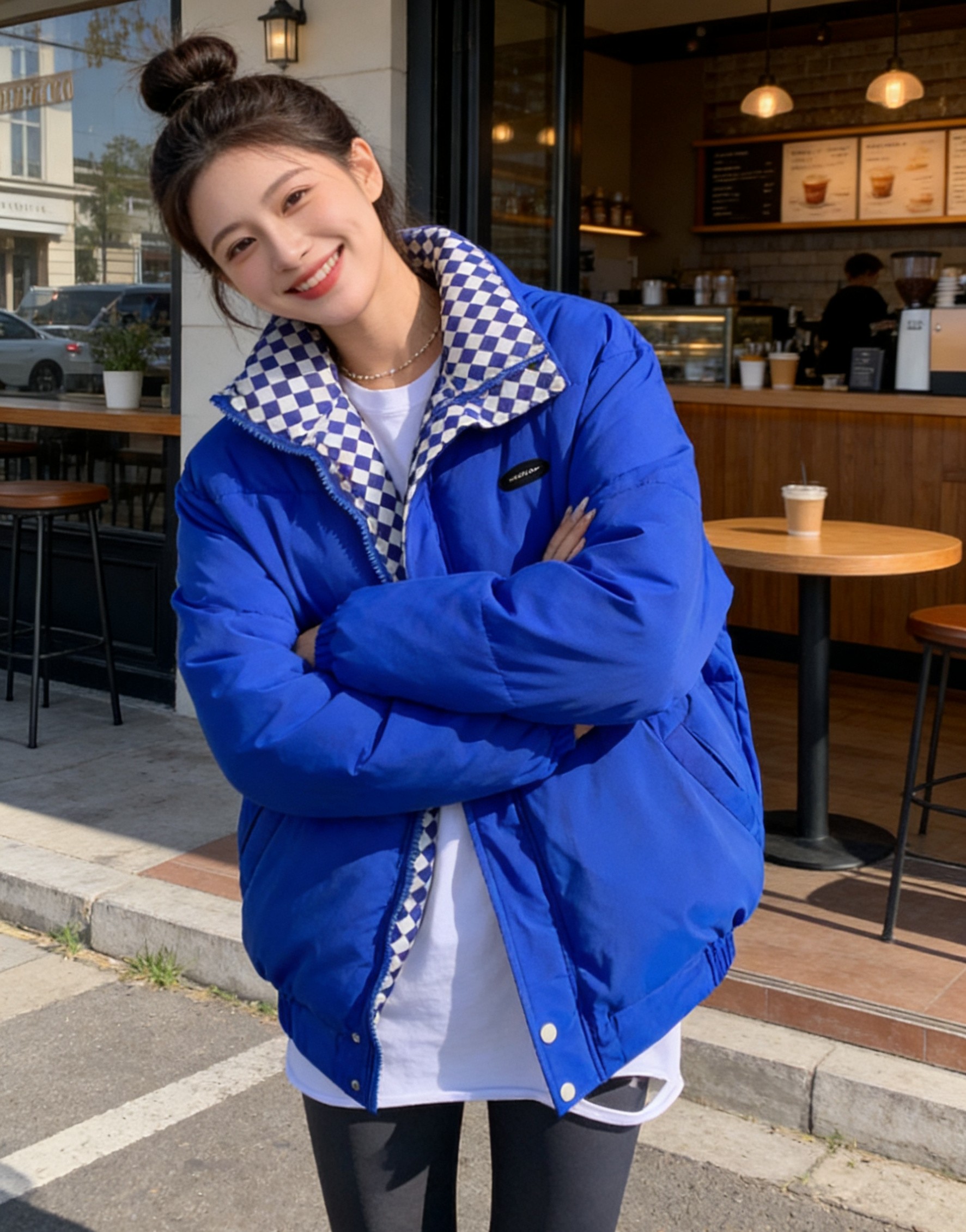 小慧小码女装XXS码小个子显高立领棉服女宽松加厚面包服外套大衣