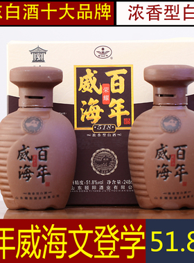 文登学百年威海518浓香型白酒过中秋节日春节送礼特产6盒装12瓶