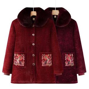 官方奶奶冬装 毛领 棉衣老年人棉袄女太太衣服老人冬天60岁妈妈冬季