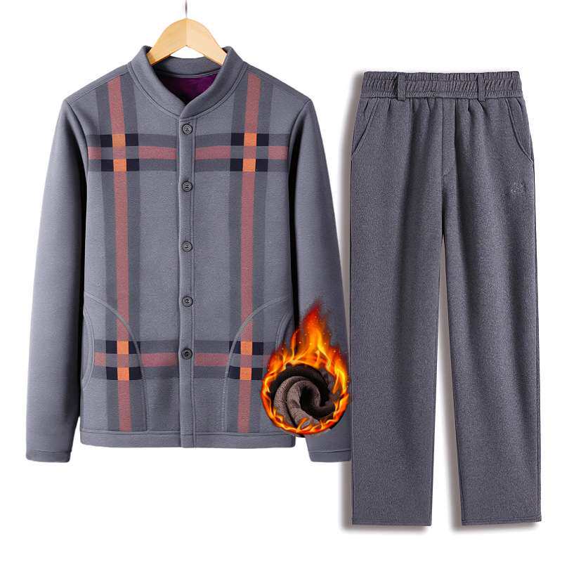 官方中老年男士薄款棉衣老人开衫爸爸装加绒加厚内穿棉服爷爷内搭