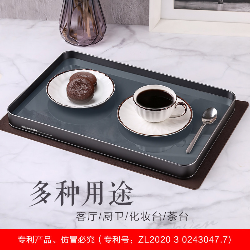 英国LITTLERAINDROP长方形托盘家用水杯玻璃茶盘酒店盘子茶杯托盘