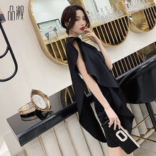 气质小晚礼服2019新款名媛宴会黑色气场女王生日派对高贵连衣裙女