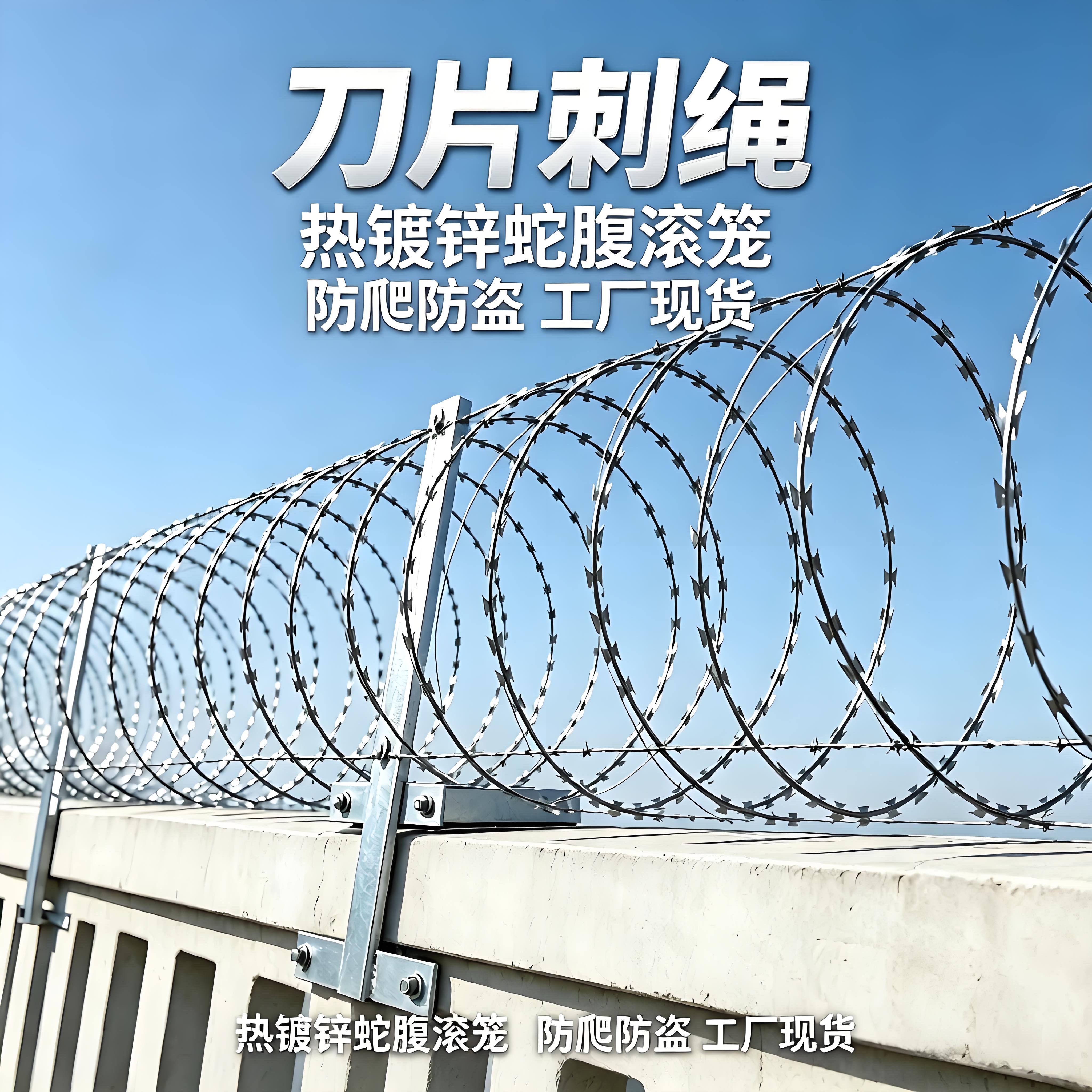 镀锌刀片刺绳蛇腹型防盗刺丝滚笼图片