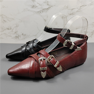 设计感复古铆钉内增高玛丽珍鞋女2026新款韩国一字扣浅口尖头单鞋