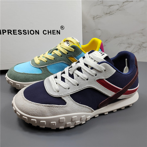 商场同款真皮平底休闲运动德训鞋