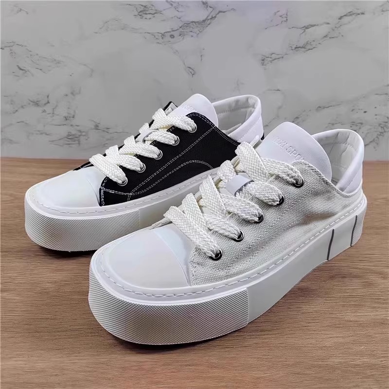 商场撤柜帆布鞋男方头厚底板鞋男