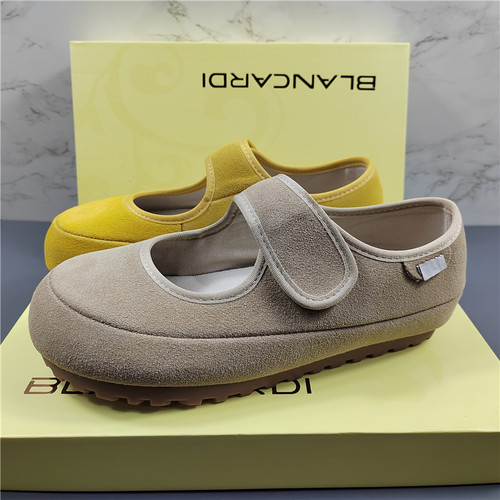 专柜正品磨砂真皮魔术贴玛丽珍鞋