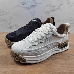 品牌撤柜37码真皮男鞋2025新款厚底轻便透气百搭休闲运动板鞋子潮