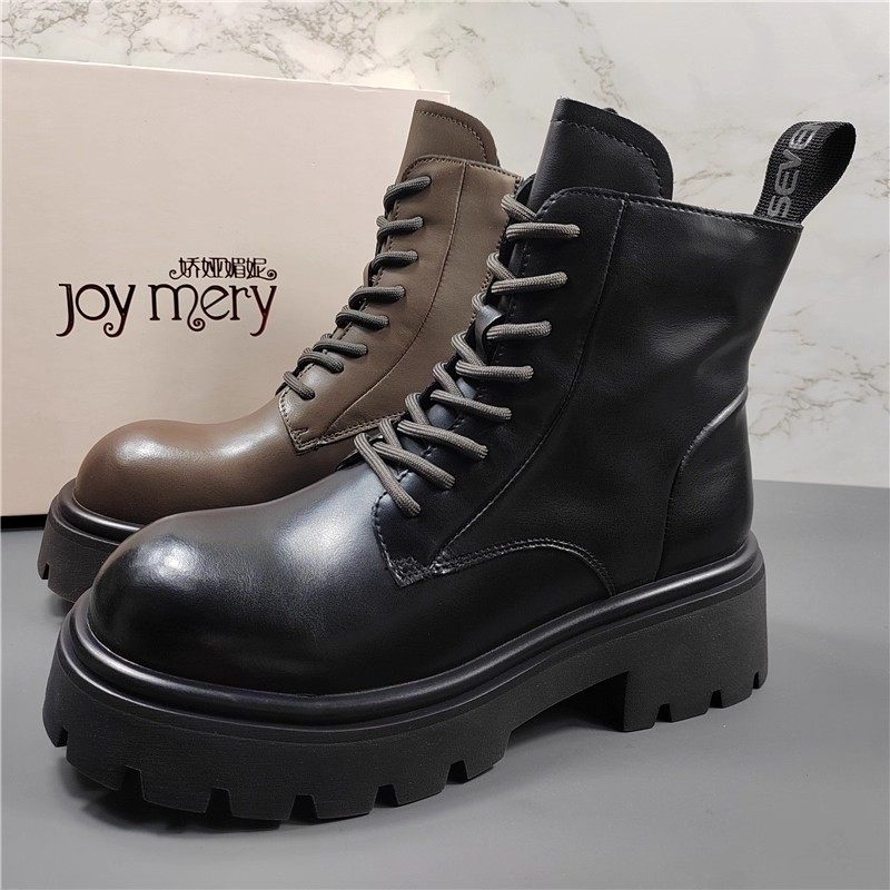 英伦风复古厚底机车单靴短靴潮