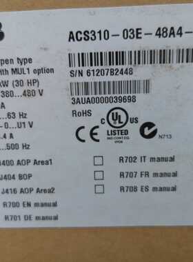 acs310-03e-48a4-4全新abb变频器acs310-03e-41a8-4现货质保一年