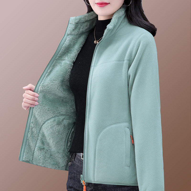 双面穿摇粒绒外套女秋冬2025新款中年妈妈加绒冬季上衣短款抓绒衣,女装/女士精品,短外套,淘宝优惠券,粉丝福利购,淘宝优惠卷