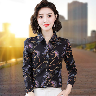 雪纺碎花长袖衬衫女2026春秋季新款韩版百搭宽松时髦修身显瘦上衣