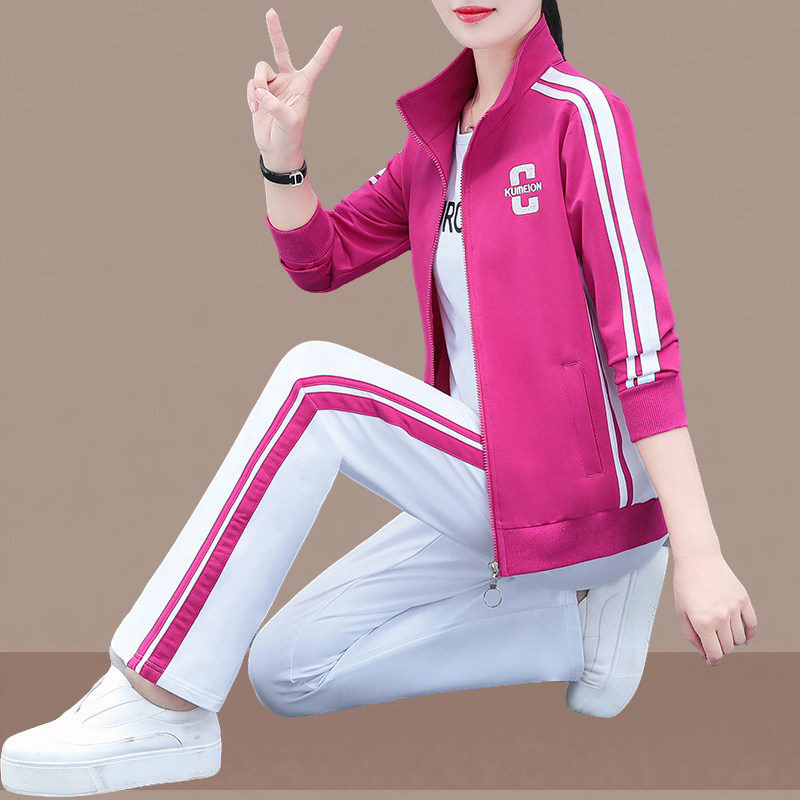 休闲套装女长袖春秋季宽松三件套