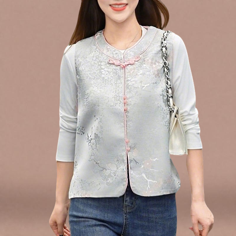 休闲气质国风马甲女无袖开衫马夹