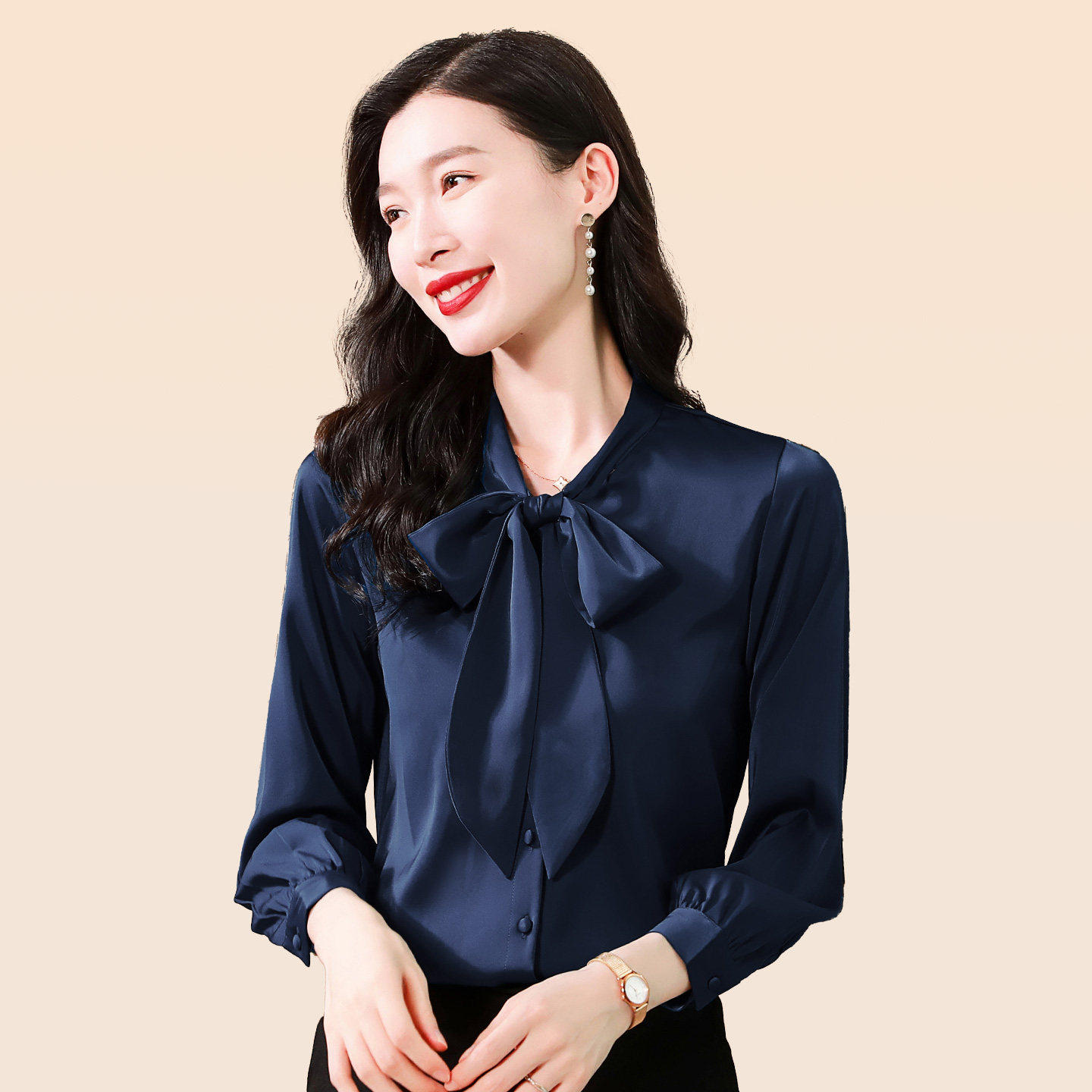 【官方品牌】雪纺长袖衬衫女士2026春秋新款时尚气质衬衣洋气上衣