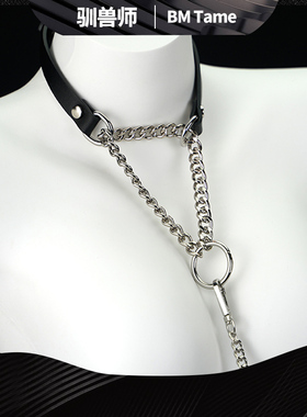 驯兽师 情调窒息项圈颈圈男女choker项链真皮k9小狗puppy牵引绳