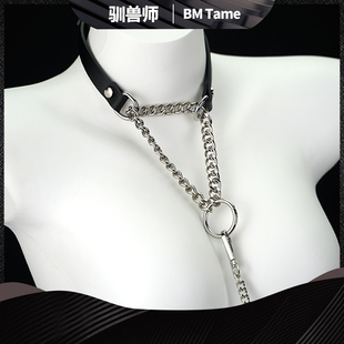 情调窒息项圈颈圈男女choker项链真皮k9小狗puppy牵引绳 驯兽师