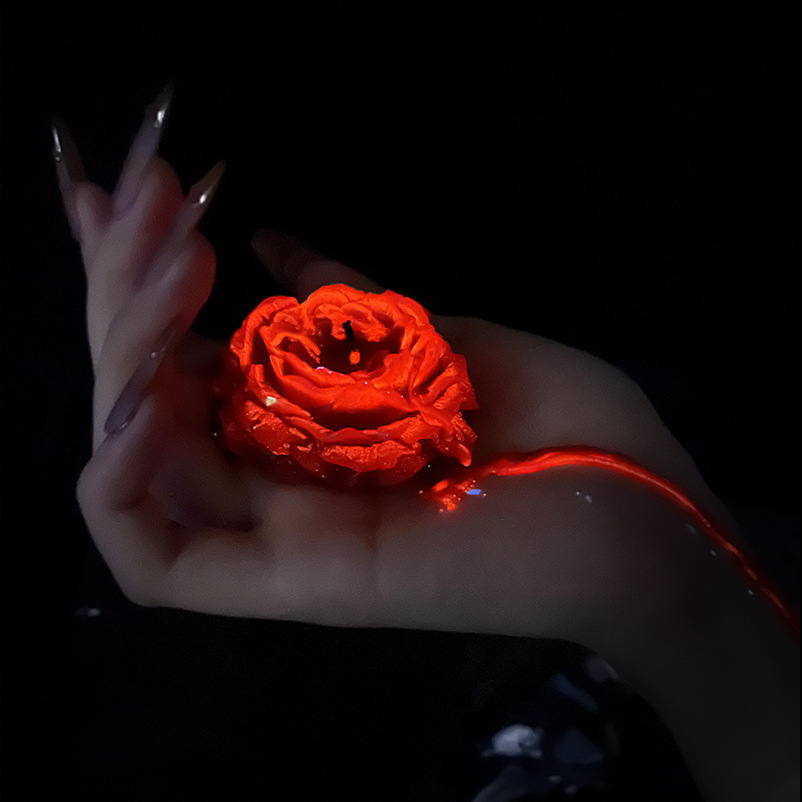 【烈焰红】可撕拉夜光40度低温蜡烛鎏金鎏银手工香薰蜡伴手牡丹花