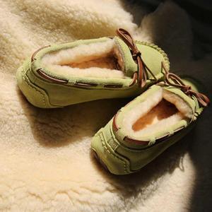 秋冬羊毛豆豆鞋女加绒毛毛棉鞋真皮平底保暖孕妇妈妈鞋一脚蹬瓢鞋