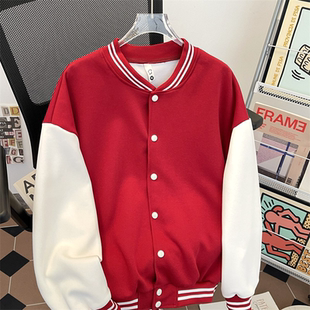 美式复古棒球服男女款春秋宽松百搭夹克潮流撞色拼接学生休闲外套