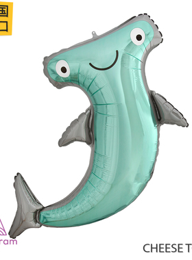美国进口A牌Anagram锤头鲨铝膜气球 海洋鲨鱼双髻鲨Shark印花飘空